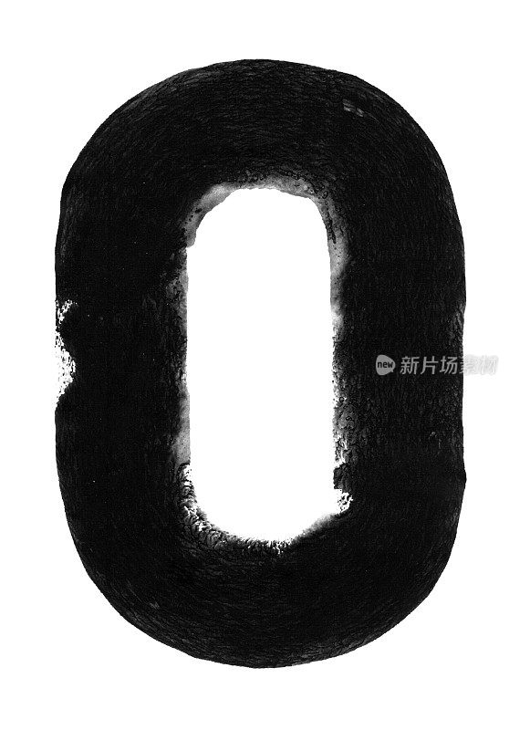 大写字母O或数字0 -抽象手绘插图矢量孤立在白纸背景-原始现代